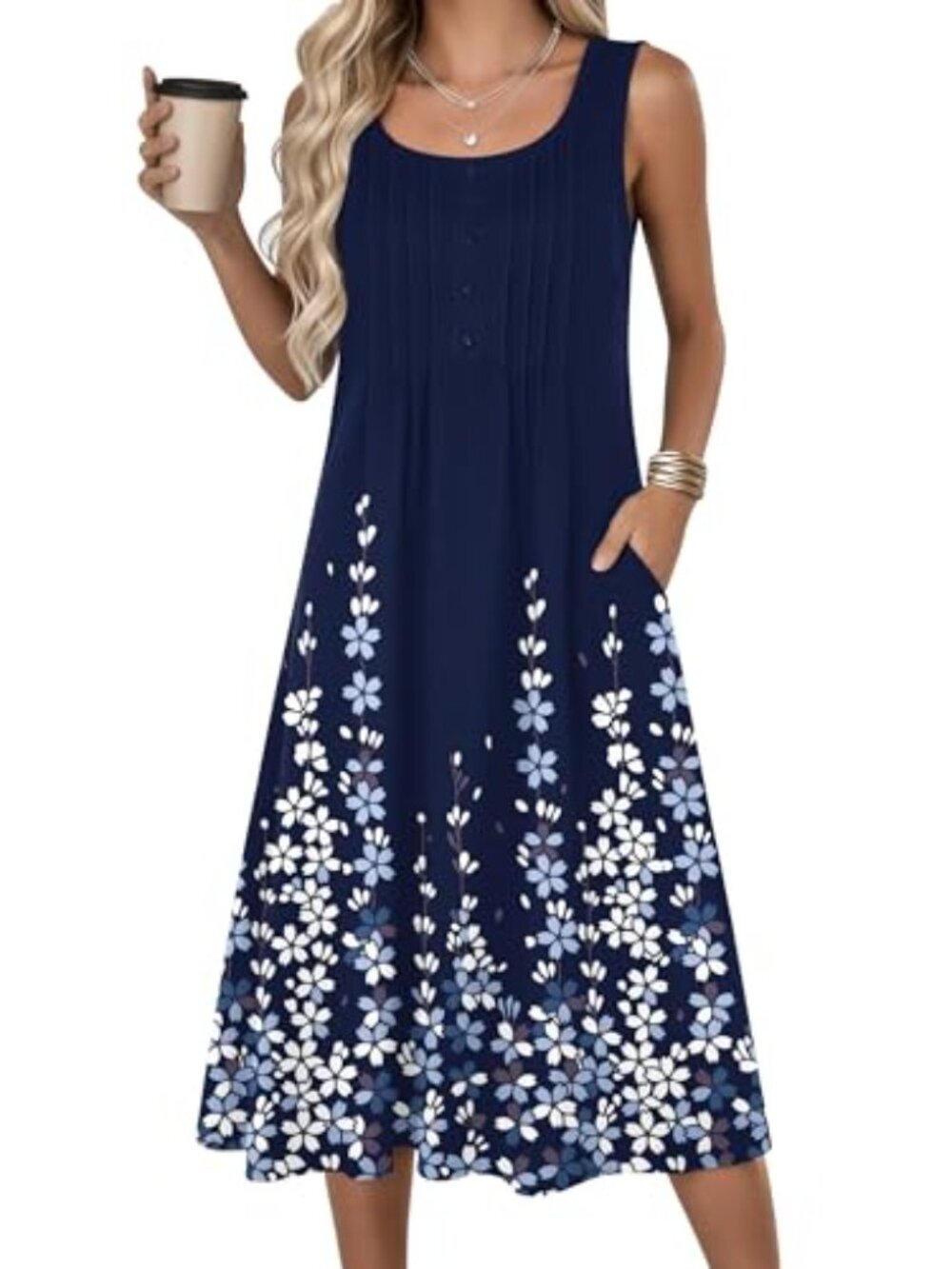 🆕 Summer Dresses for Women Flowy Aline Casual Midi Tank Dress Beach Boho - Picture 2 of 5